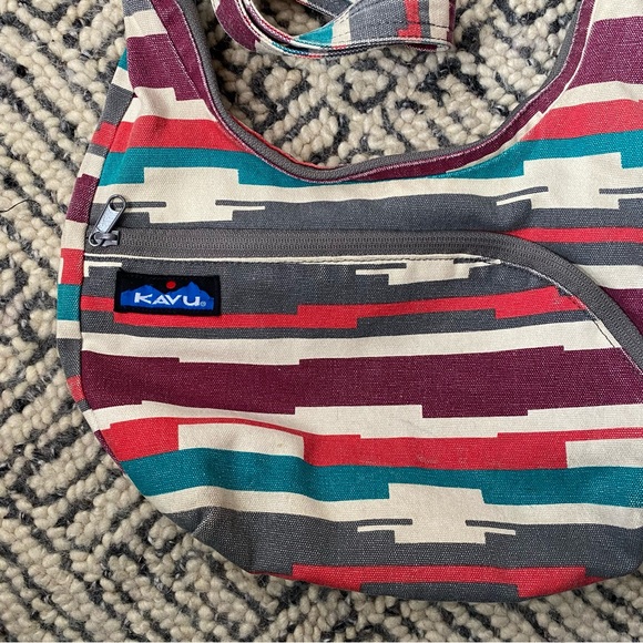 KAVU Women's Geometric Shoulder Bag - Red, Teal, Gray - Picture 2 of 10